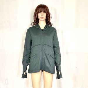 NEW Halcyon Gray Full Zip Long Sleeve Hood Jacket Expandable Zip Back Size Large